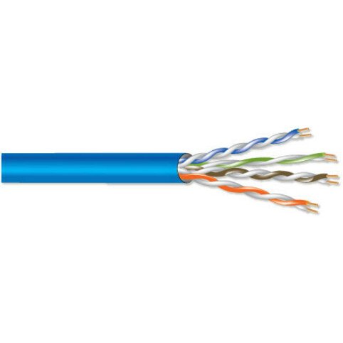West Penn 254245EZBL1000 Plenum CAT5E Network Cable, 24 AWG 4-Pair Solid Bare Copper Conductors, Unshielded with an Overall Plenum Jacket, 1000', Blue