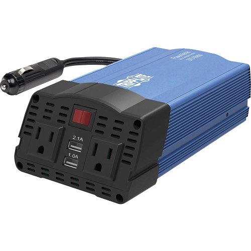 Tripp Lite PV375USB, PowerVerter Ultra-Compact Car Inverter, 3' (0.9m) Cord, 375W, 12VDC to 110VAC, 2 AC Outlets and 2 USB Charging Ports