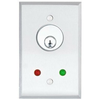 SDC 801ALL2 800AL Series Vandal Resistant Single Gang Key Switch with One Green & One Red LED Indicators,1/4" Aluminum Plate, AA (on-off) SPDT, 6 Amp.