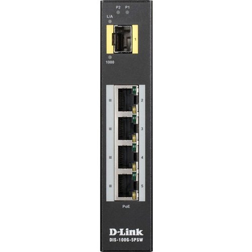 D-Link DIS-100G-5PSW 5-Port Gigabit Unmanaged Industrial PoE Switch