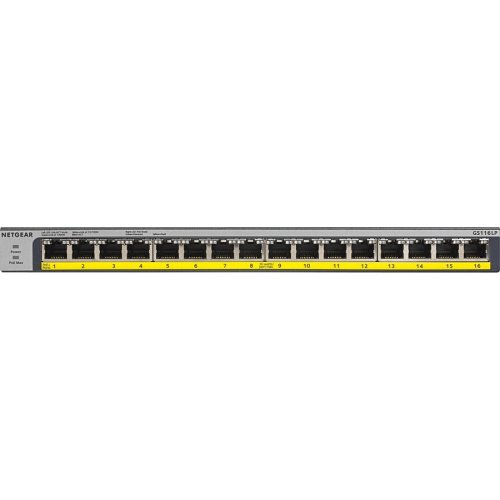 Netgear GS116LP 16-Port Gigabit Ethernet PoE+ Unmanaged Switch with FlexPoE (76W)