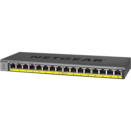 Netgear GS116PP 16-Port Gigabit Ethernet High-Power Unmanaged PoE+ Switch with FlexPoE (183W)