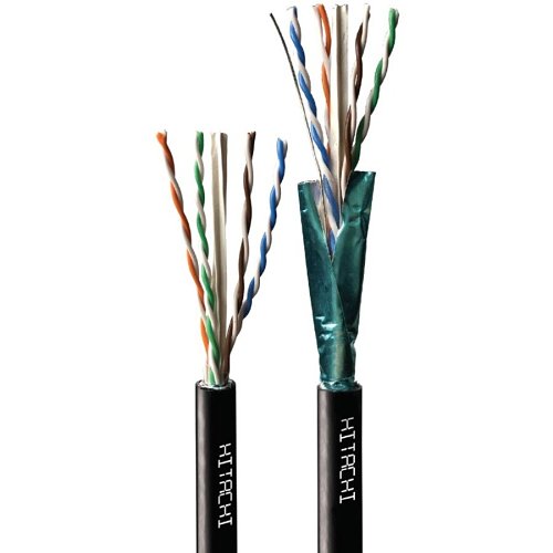 Hitachi Cable 30315-8-BK3 Category 6 Indoor/Outdoor UTP DryBit Plenum Cable, 4 Pair, 1000' Reel, Black