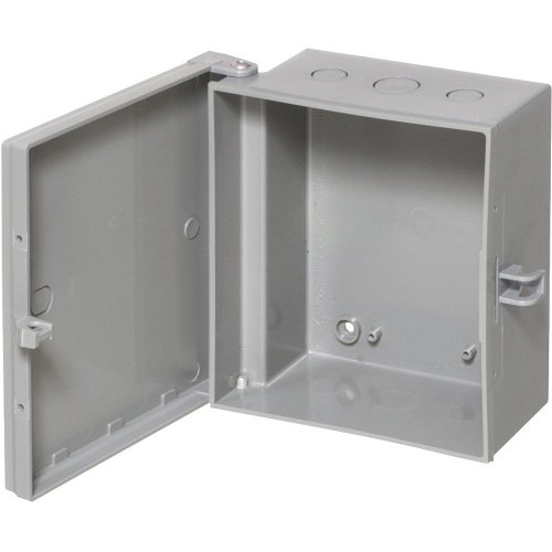 Arlington EB0708BP 7 x 8 x 3.5 in Heavy-Duty Non-Metallic Enclosure Box with Back Plate, NEMA3R, Gray