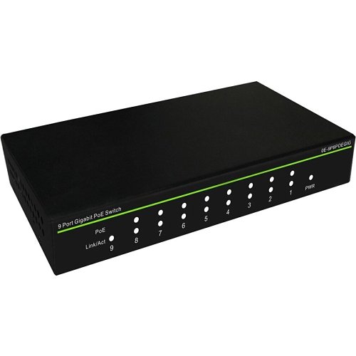 W Box 0E-9P8POEGIG 9-Port 8 PoE Gigabit Switch, 130W Budget