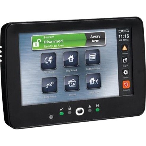 DSC HS2TCHPBLK N PowerSeries Neo 7" Hardwired Touchscreen Alarm Keypad with Prox Support, Black