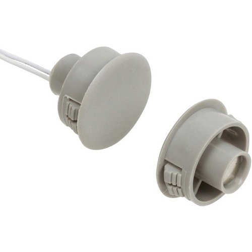 Nascom N1178G/ST Recessed 3/4" Stubby Switch / Magnet Set for Steel / Wood Doors, Wire Leads, Gray