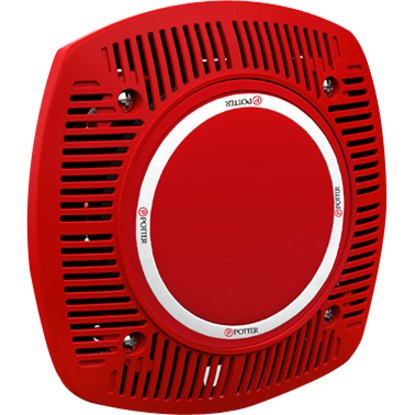 Potter FASPKR-WPR White Low Profile Evacuation Speaker, Plain (No Lettering), Red Faceplate
