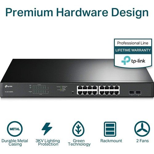 TP-Link TL-SG1218MPE Jetstream 16-Port Gigabit Easy Smart PoE/PoE+ Switch