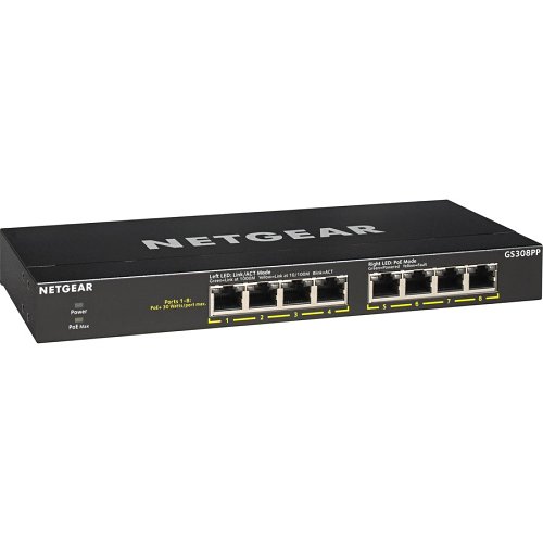 Netgear GS308PP 300 Series SOHO 8-Port Gigabit Ethernet SOHO PoE+ Unmanaged Switch (83W)