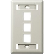 Hubbell IFP13OW Single-Gang Keystone Wallplate, 3-Port, Light Almond/Office White