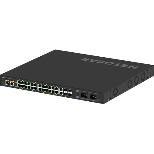 Netgear M4250-26G4F-PoE++ Managed Switch, AV Line 24x1G Ultra90 PoE++ 802.3bt 1,440W 2x1G and 4xSFP