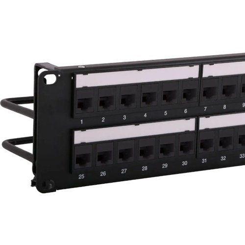 Hubbell HPJ6A48 CAT6A Jack Panel with Cobra-Lock Termination, 48-Port, Black