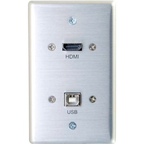 C2G CG39874 HDMI and USB Pass Through Single Gang Wall Plate, Brushed Aluminum