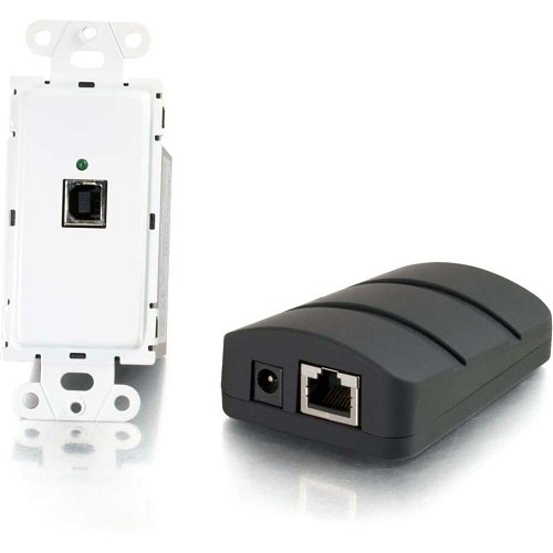 C2G CG53878 USB 2.0 Over CAT5 Superbooster Wall Plate Transmitter to Dongle Receiver Kit