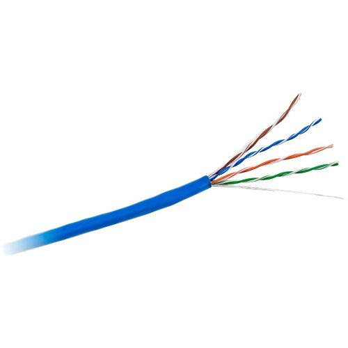 Hyperline UTP4-C5E-SOLID-CMR-BL-305 CAT5e Riser Cable, 24/4 Solid BC, UTP, CMR, 1000' (305m) Pull Box, Blue