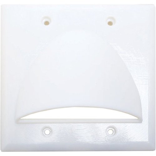 Quest VHT-8201 Double Gang Bulk Cable Wall Plate, White
