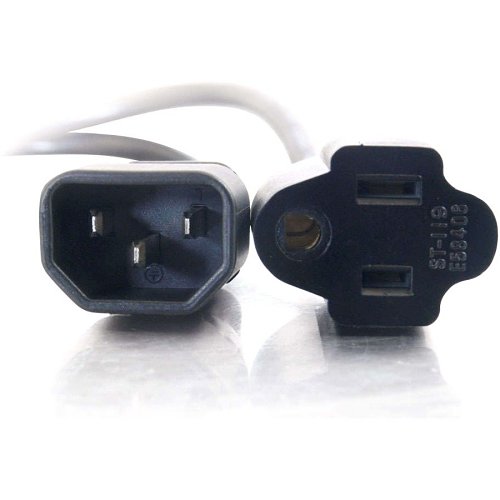 C2G CG0314718 AWG Monitor Power Adapter Cord, IEC320C14 to NEMA 5-15R, TAA Compliant, 1' (0.3m)