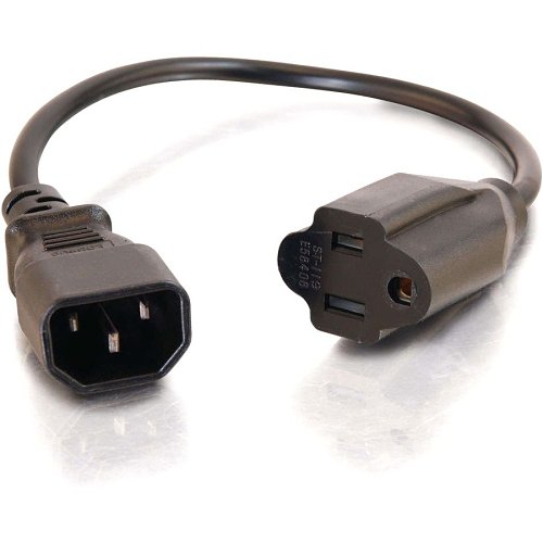 C2G CG0314718 AWG Monitor Power Adapter Cord, IEC320C14 to NEMA 5-15R, TAA Compliant, 1' (0.3m)