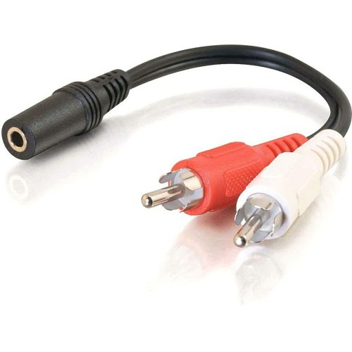 C2G CG40424 Value Series One 3.5mm Stereo Female To Two RCA Stereo Male Y-Cable, 0.5' (0.15m)