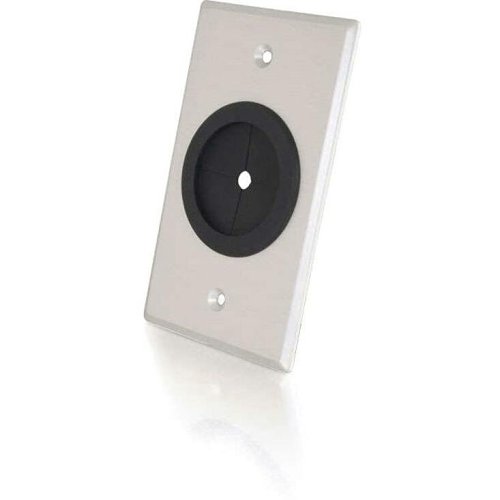 C2G CG40489 1.5" Grommet Cable Pass Through Single Gang Wall Plate, Brushed Aluminum