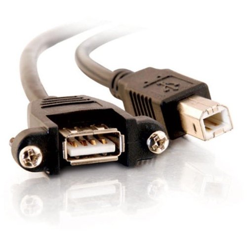 C2G CG28065 Panel-Mount USB 2.0 A Female to B Male Cable, 0,5' (0.15m)