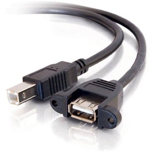 C2G CG28069 Panel-Mount USB 2.0 A Female to B Male Cable, 3' (0.9m)