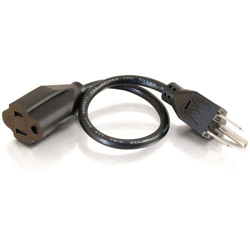 C2G CG29929 16 AWG Outlet Saver Power Extension Cord, NEMA 5-15P to NEMA 5-15R, TAA Compliant, 2' (0.6m)