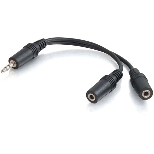 C2G CG40426 Value Series One 3.5mm Stereo Male To Two 3.5mm Stereo Female Y-Cable, 0.5' (0.15m)