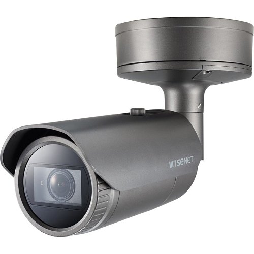 Hanwha PNO-A9081RLP 8MP WDR Vandal Bullet Camera with LPR and Wisenet Road AI, 4.5-10mm Lens