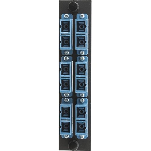 Hubbell FSPNSCDS6B Fiber Optic Panel Adapter, 12-Fiber, 6 SC Duplex, Zircon Sleeves, Blue
