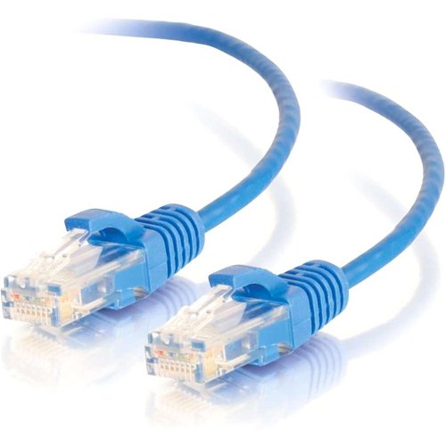 C2G CG01072 CAT6 Snagless Unshielded (UTP) Slim Ethernet Network Patch Cable, 1' (0.3m), Blue