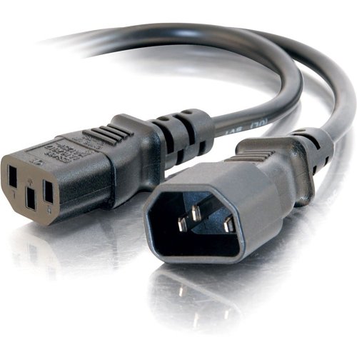 C2G CG03143 18 AWG Computer Power Extension Cord, IEC320C14 to IEC320C13, TAA Compliant, 10' (3m)