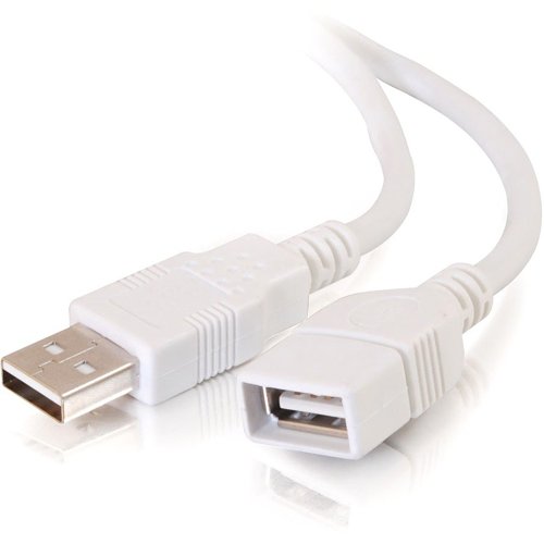 C2G CG19018 USB 2.0 A Male to A Female Extension Cable, 6.6ft (2m), White