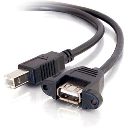 C2G CG28066 Panel-Mount USB 2.0 A Female to B Male Cable, 1' (0.3m)