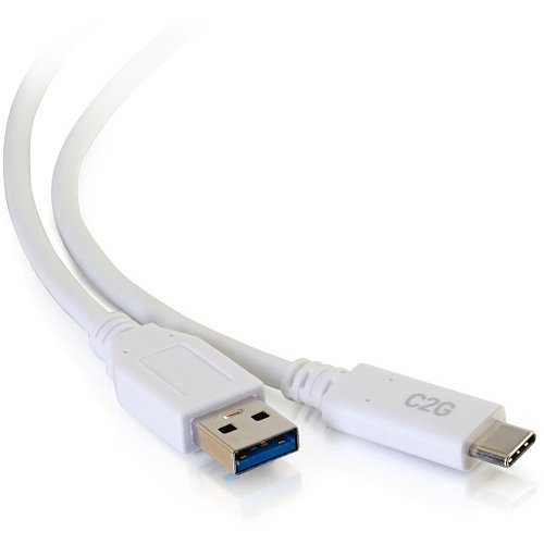 C2G CG28836 USB-C to USB-A SuperSpeed USB 5Gbps Cable M/M, 6' (1.8m), White