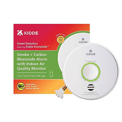 Kidde P4010ACSCOAQ-WF Smart Smoke and Carbon Monoxide Detector with Indoor Air Quality Monitor, Hardwired, 10-Year Lithium Backup Battery