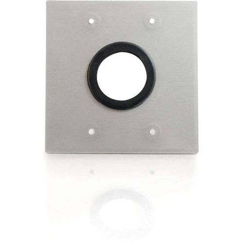 C2G CG40546 1.5" Grommet Cable Pass Through Double Gang Wall Plate, Brushed Aluminum