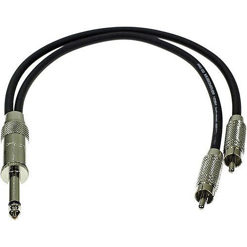 Pro Co Sound YGQ2R-3 Mono 1/4" Male to 2 RCA Male Y-Cable - 3'