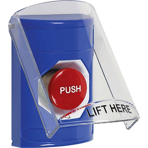 STI SS2421NT-EN Blue Indoor Only Flush or Surface Turn-to-Reset Stopper Station with No Text