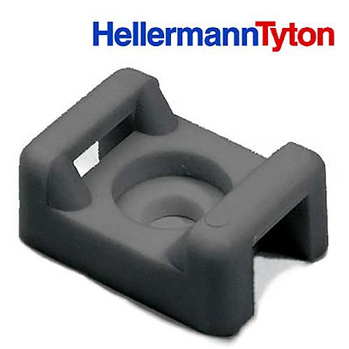 HellermannTyton CTM10C2 Cable Tie Anchor Mount, .58" x .37", .19" Hole Dia, .2" Max Tie Width, PA66, Black, 100-Pack