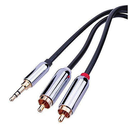 Vanco PRCA35MM06 Premium 3.5mm to Dual RCA Stereo Patch Cable, Black PVC Jacket