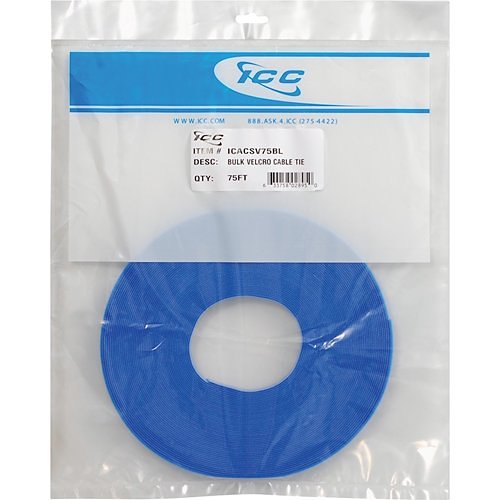 ICC Bulk Velcro Brand Cable Tie, 75ft, Blue