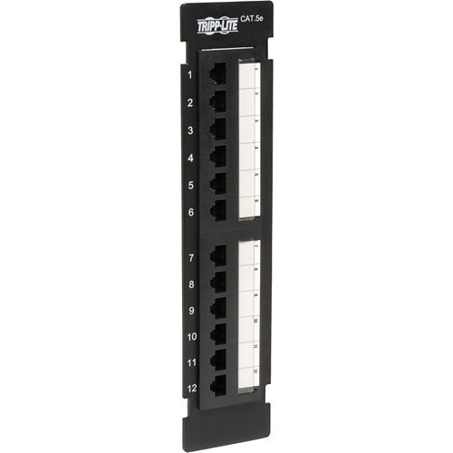 Tripp Lite N050-012 12-Port Wall-Mount CAT5e Patch Panel, 568B, RJ45 Ethernet, TAA