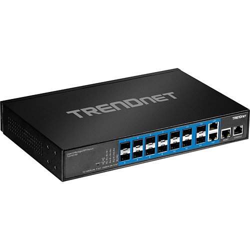 TRENDnet 14-Port Gigabit Managed Layer 2 SFP Switch with 2 Shared RJ-45 Ports