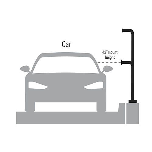 Pedestal Pro 72-9C-D Black Steel Dual Height Gooseneck Pedestal, 72in and 42in, Pad Mount