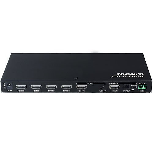 AVARRO 0E-HDMIMX2 HDMI Switcher with IR Remote Control, 4 Inputs x 2 Outputs