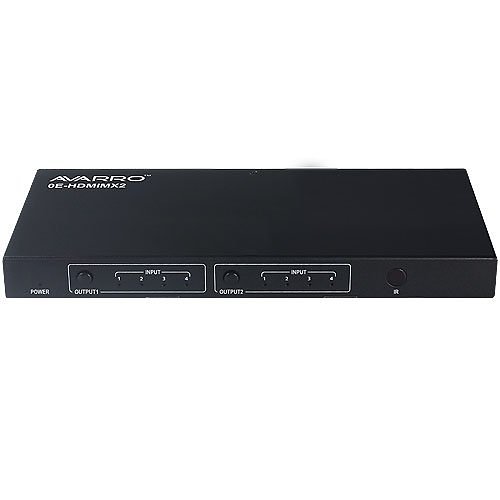 AVARRO 0E-HDMIMX2 HDMI Switcher with IR Remote Control, 4 Inputs x 2 Outputs