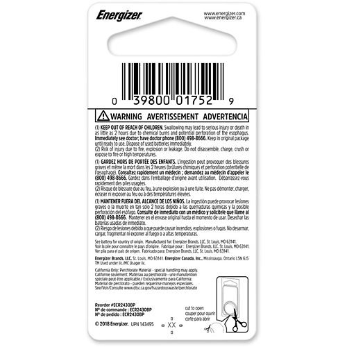 Energizer ECR2430BP 2430 3VDC Lithium Coin Battery, 1-Pack