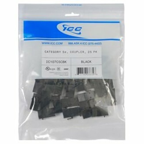 ICC Module,Coupler, Cat 5e 25 pk, Black